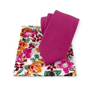Men’s Deep Fuchsia Slim Necktie & Floral Pocket Square Set